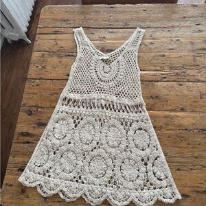Urban Outfitters Crochet Tunic Dress in Cream